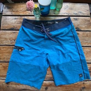 Men’s board shorts. Size 31, multicolor blues.